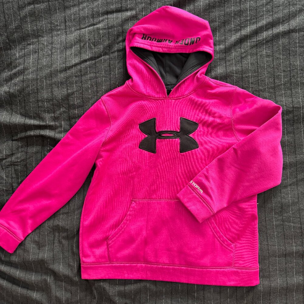 Girls Hot Pink Under Armour Hoodie Size YL Youth Large